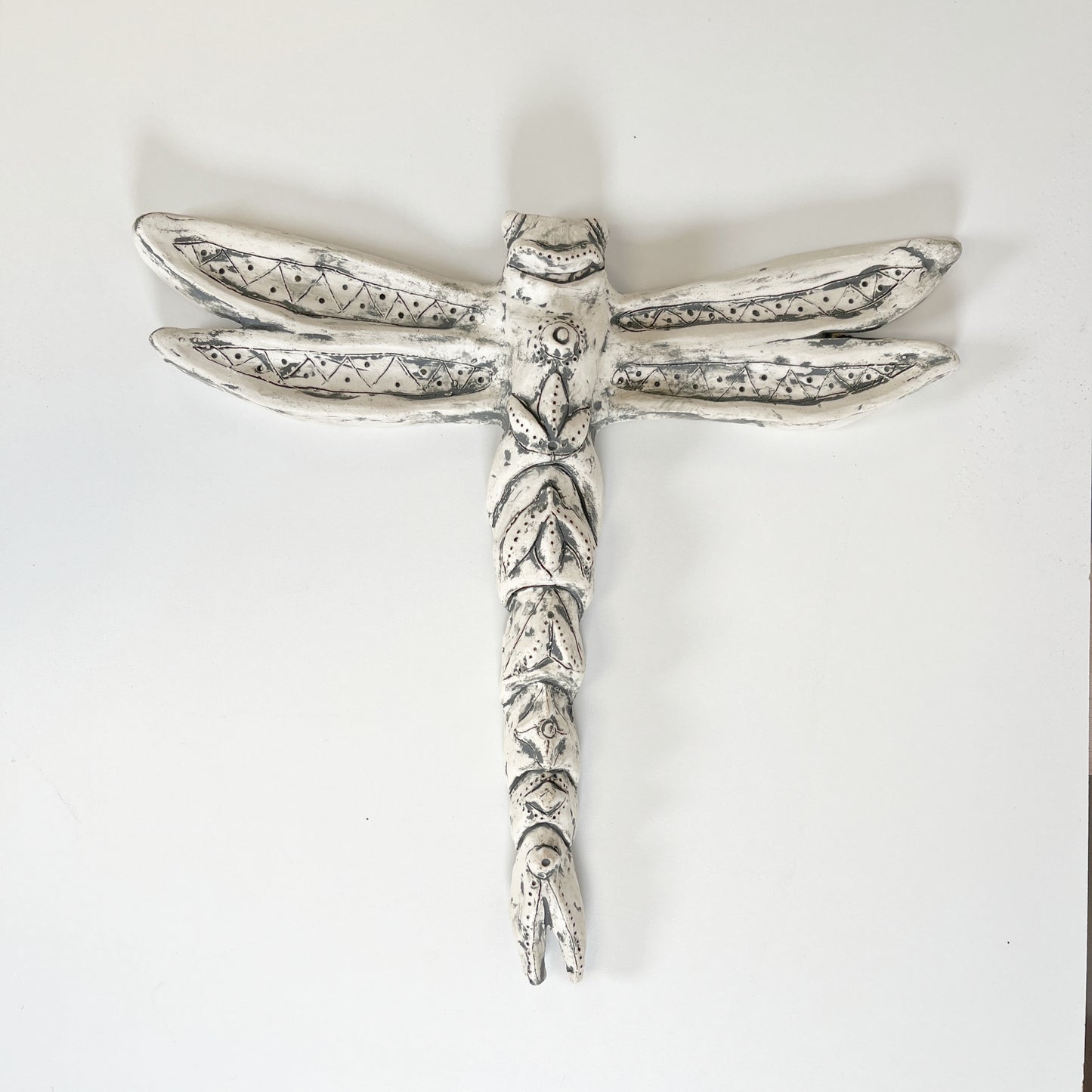 Ceramic dragonfly wall sculpture one of a kind artist made