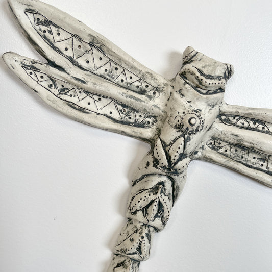 Ceramic dragonfly wall sculpture one of a kind artist made