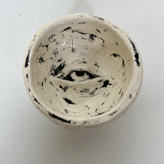 ceramic trinket bowl all seeing eye one of a kind, artist made