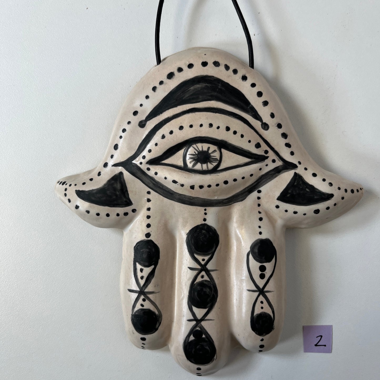 Ceramic Hamsa Hand of Fatima wall art sculpture artist made