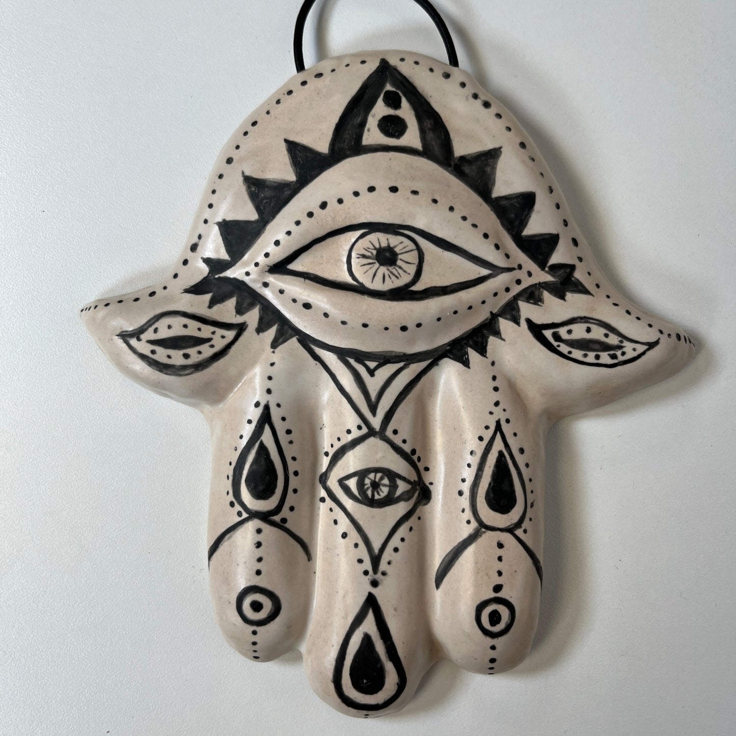 Ceramic Hamsa Hand of Fatima wall art sculpture artist made