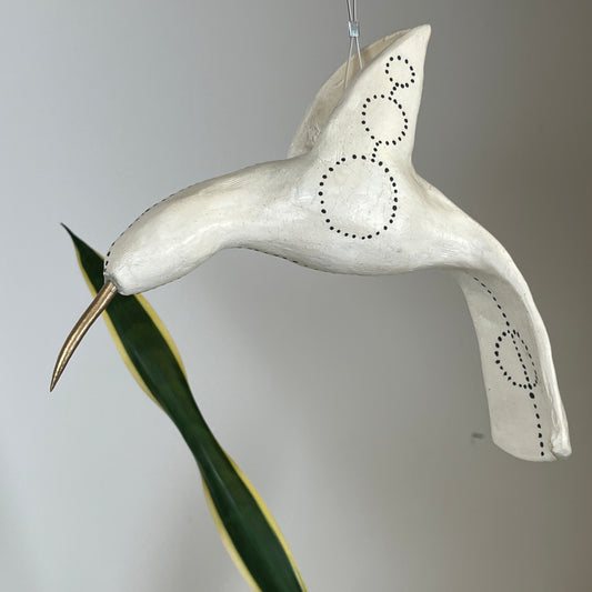 Ceramic hanging hummingbird sculpture one of a kind , artist made