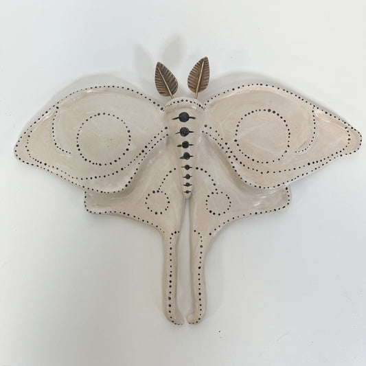 Ceramic Luna Moth Wall art sculpture with bronze artist made one of a kind  ( second sale)