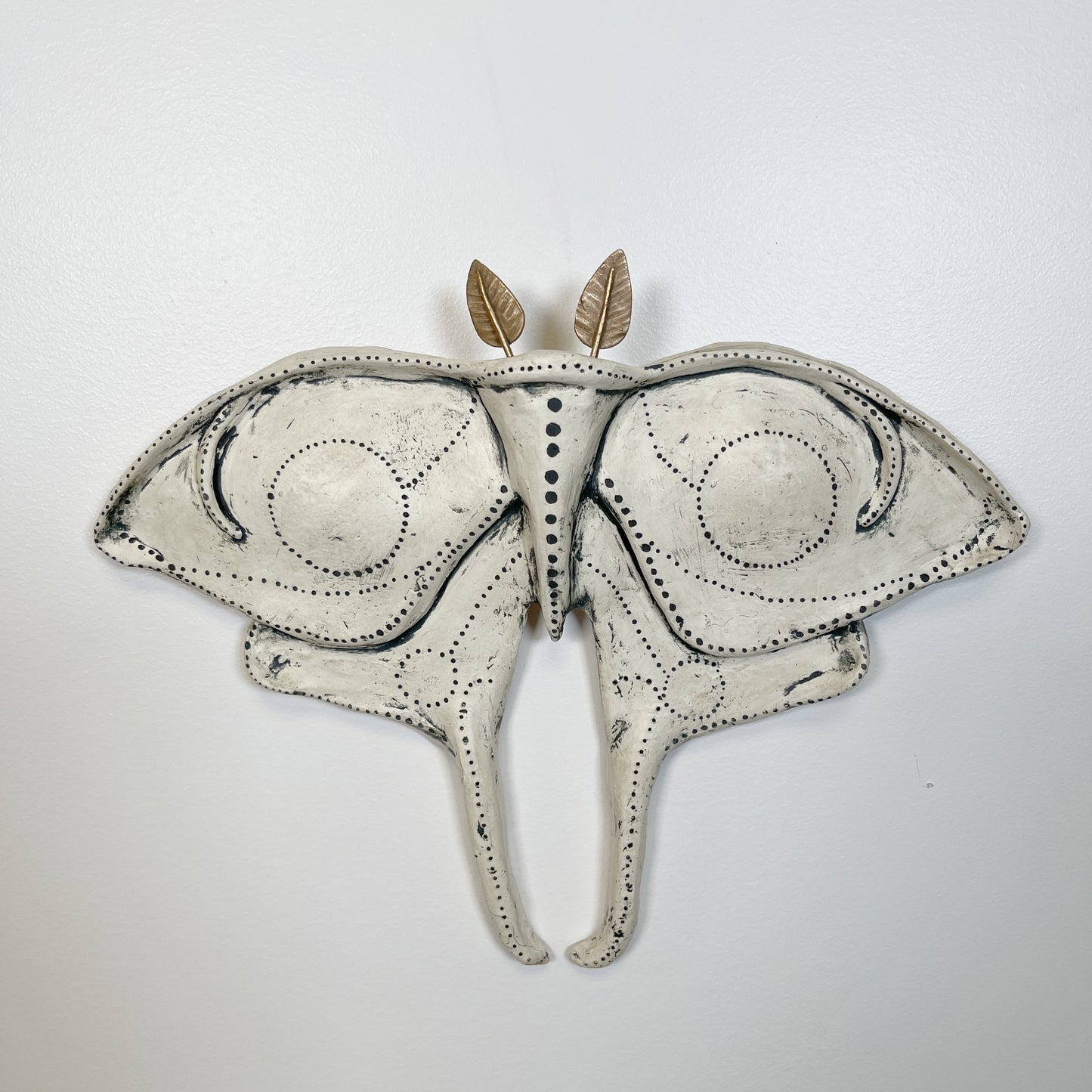 Luna moth wall art ceramic sculpture